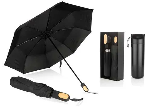 Kit de paragua negro con termo POP